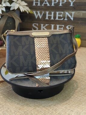 Michael Kors Monogram Sequin Wristlet